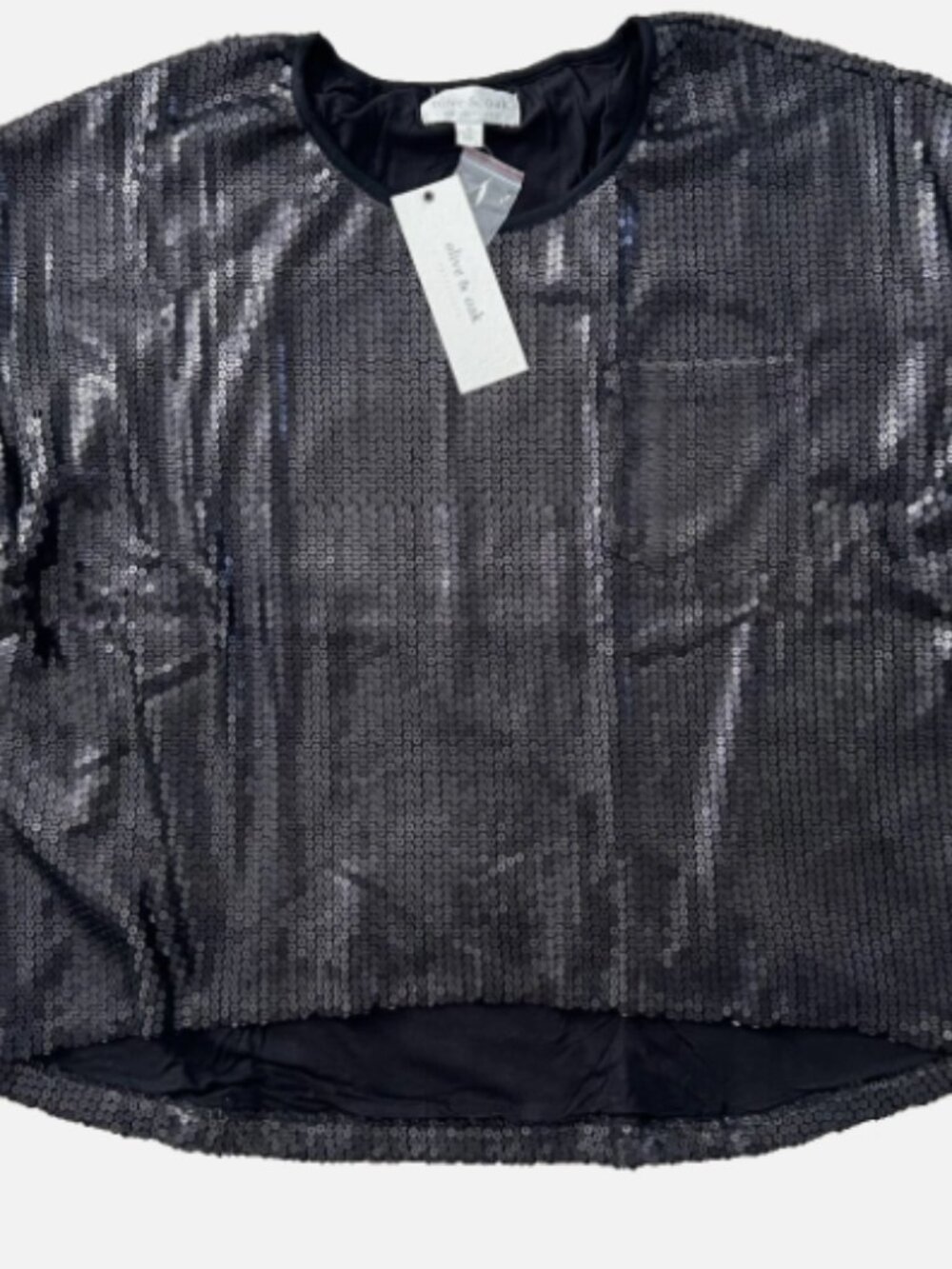 OLIVE & OAK Women's All Over Sequin Top Black ( M )